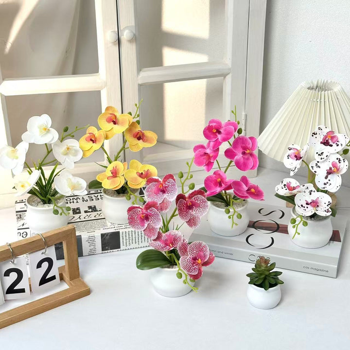Elegant Artificial Orchid Plant Arrangement for Home Decor