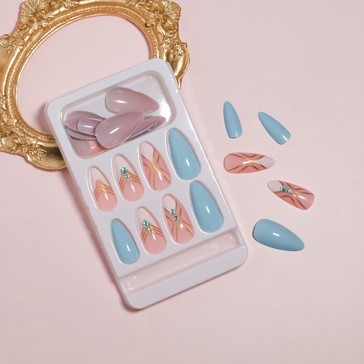 Artistic Press-On Nail Set with Elegant Detailing Kalsten