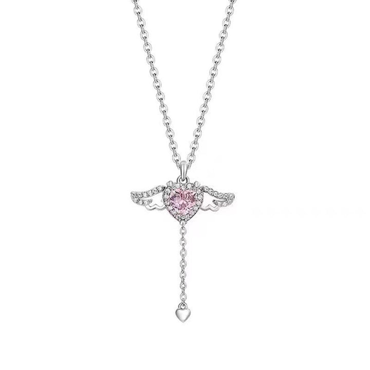 Playful angel neck chain with heart and wings Kalsten