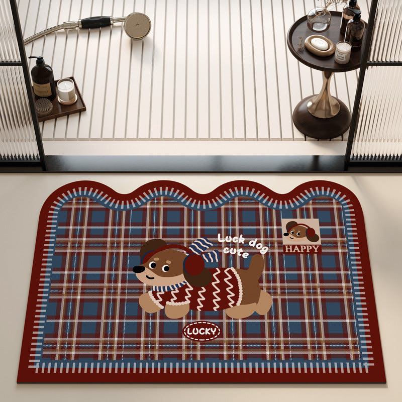 Playful Puppy Themed Bath Mat Kalsten