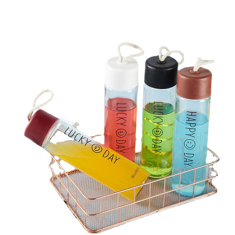 Ladies High Quality Glass Drinking Bottle with Carabiner Kalsten