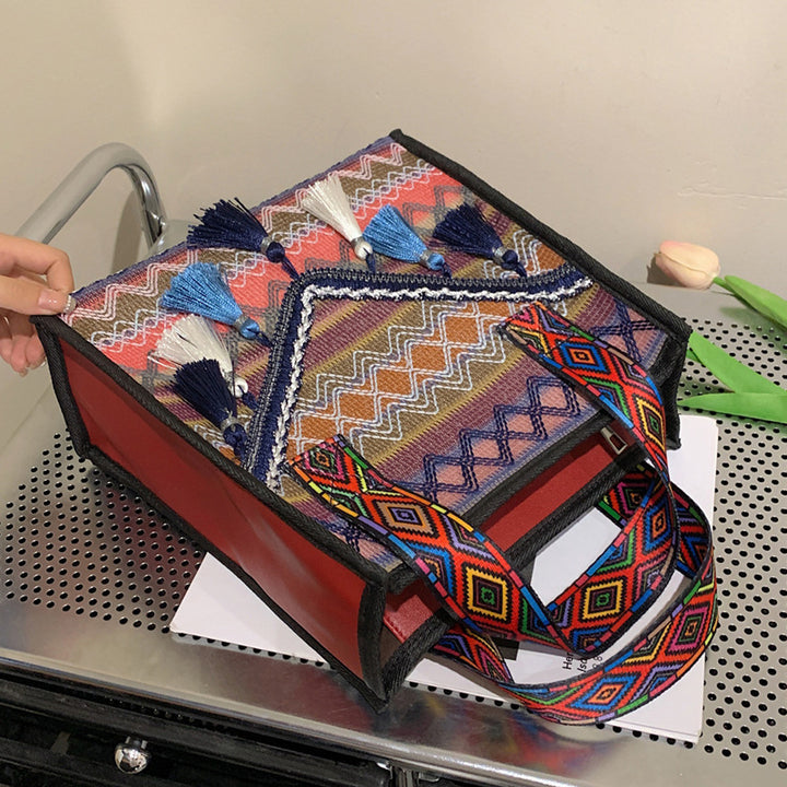 Artistic Embroidered Tote Bag