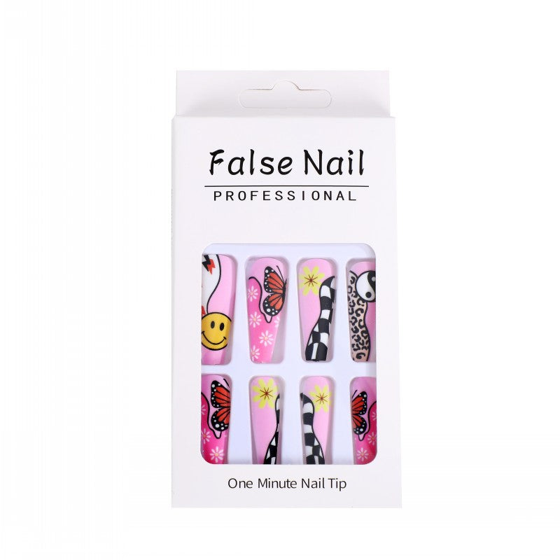 Artificial nails with colorful butterfly design Kalsten