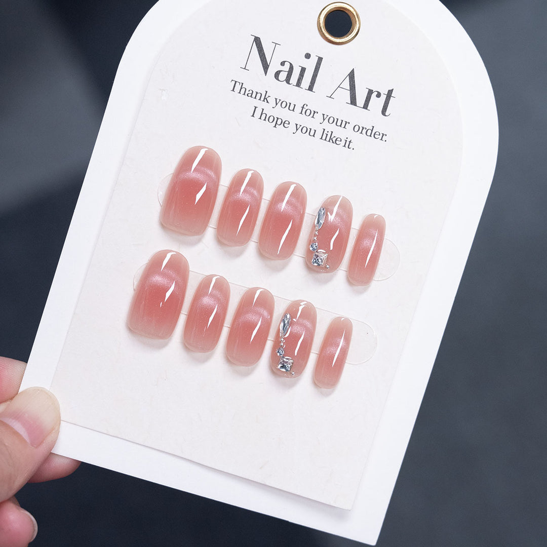 Elegant Crystal-Embellished Press-On Nail Art Set