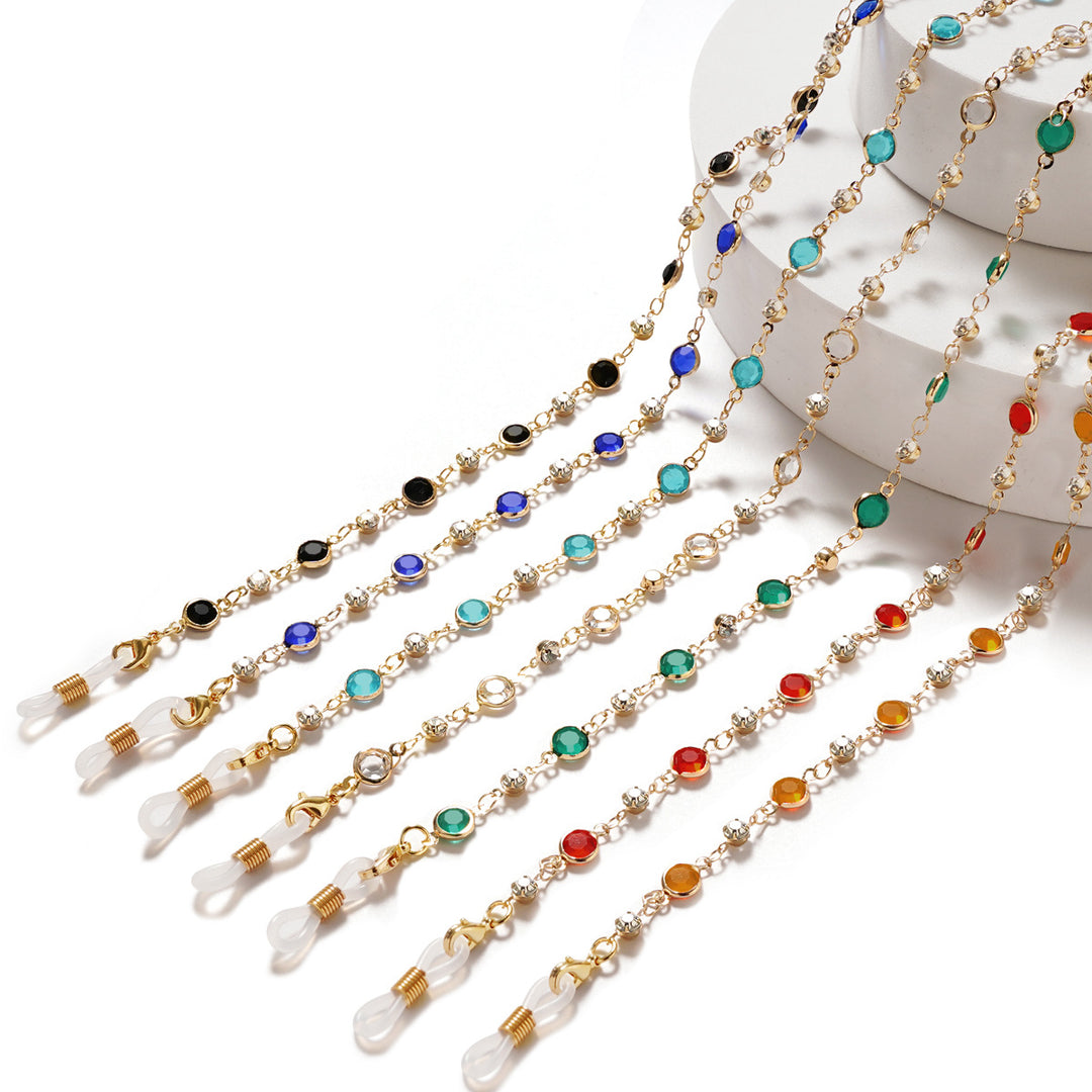 Elegant Rhinestone and Gemstone Eyewear Chain kalsten