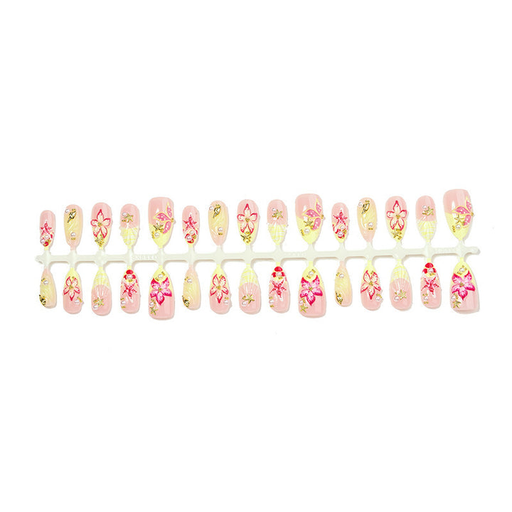 Acrylic nail set with luxurious 3D details and floral design Kalsten