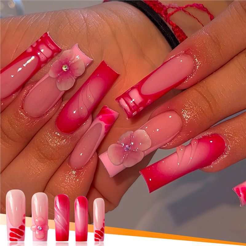 Decorative Floral Acrylic Press-On Nails Kalsten