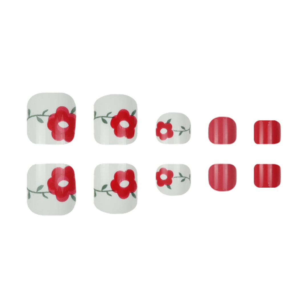 Decorative Floral Press-On Toenails Kalsten