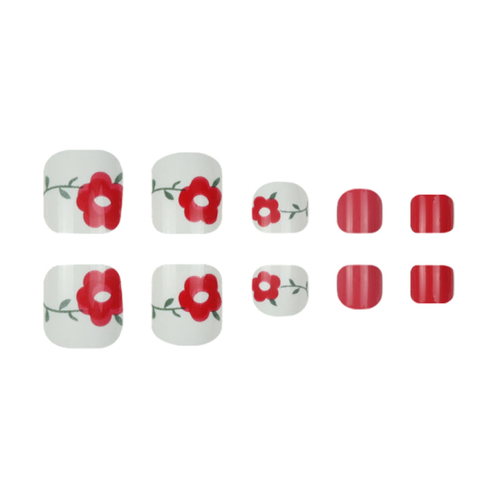 Decorative Floral Press-On Toenails Kalsten