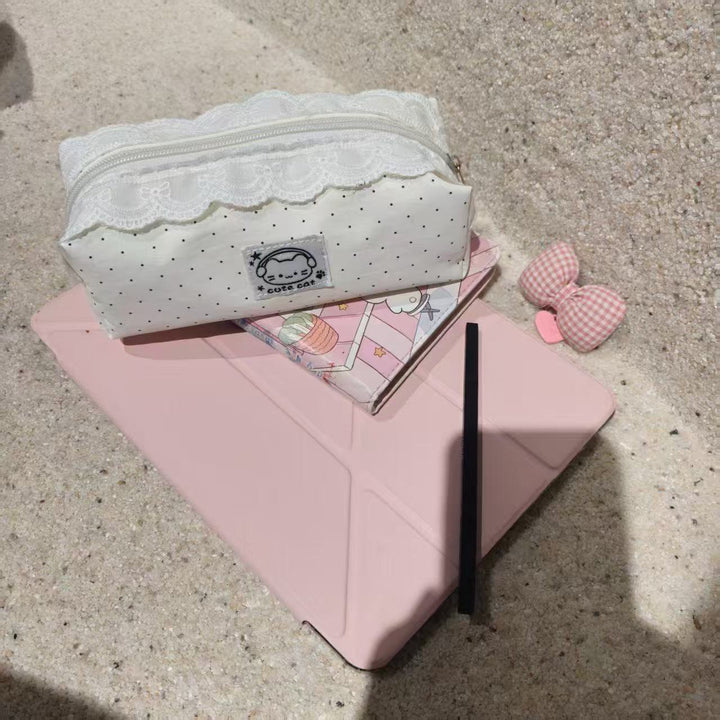 Stylish Lace Trim Pencil Case