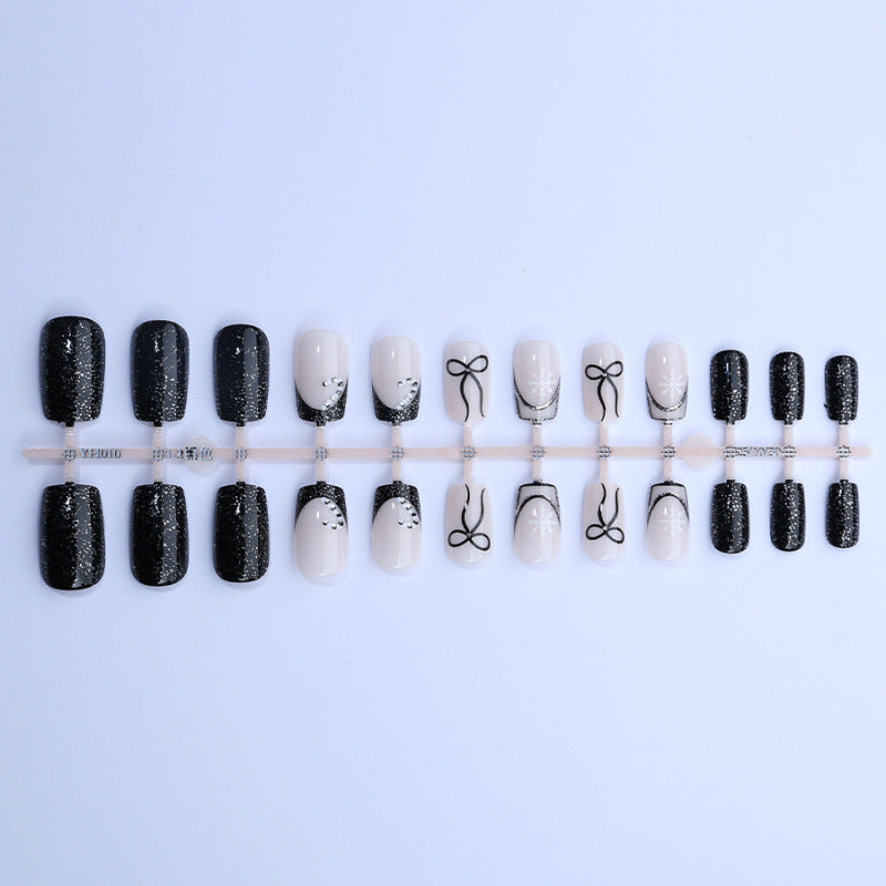 Festive Rhinestone-Embellished Press-On Nail Art