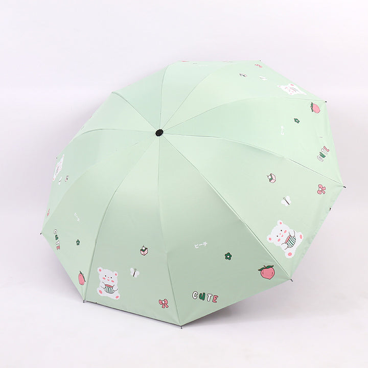 Women's Folding Umbrella with Playful Bear Design Kalsten