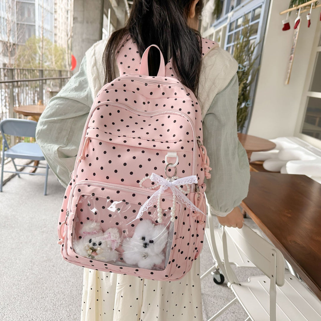 Cute Polka Dot Patterned Backpack
