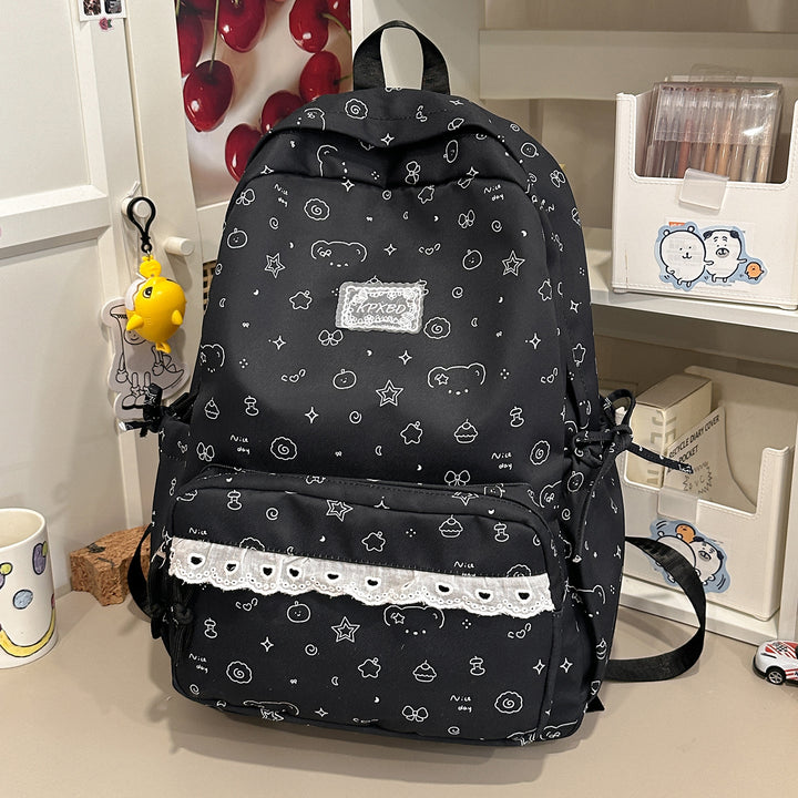 Playful Cartoon Patterned School Backpack Kalsten