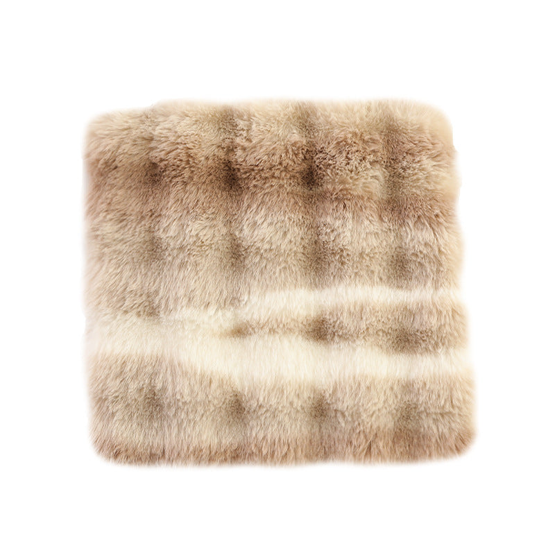 Square faux fur seat cushion with high pile and non-slip underside