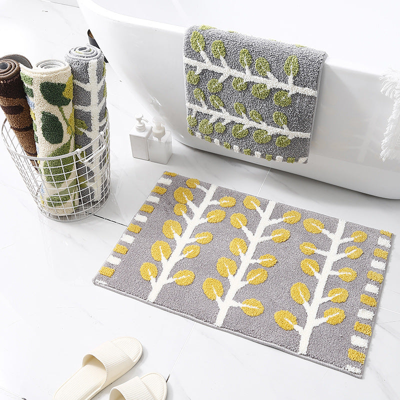 Floral Patterned Bath Mat for Bathroom