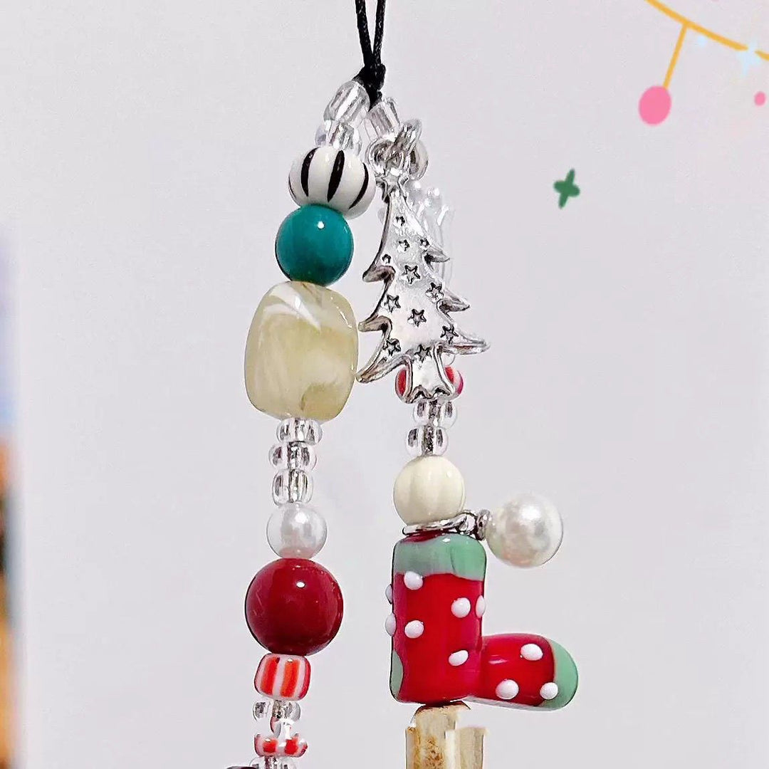 Christmas-Themed Beaded Charm Phone Lanyard Kalsten