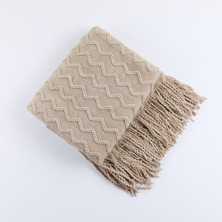 Textured Woven Throw Blanket with Fringe Kalsten