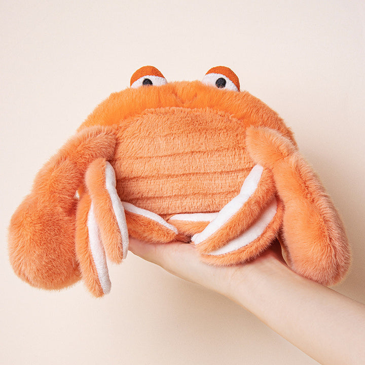Plush Crab Hand Puppet with Soft Faux-Fur, Flexible Claw Flaps & Embroidered Eyes Kalsten