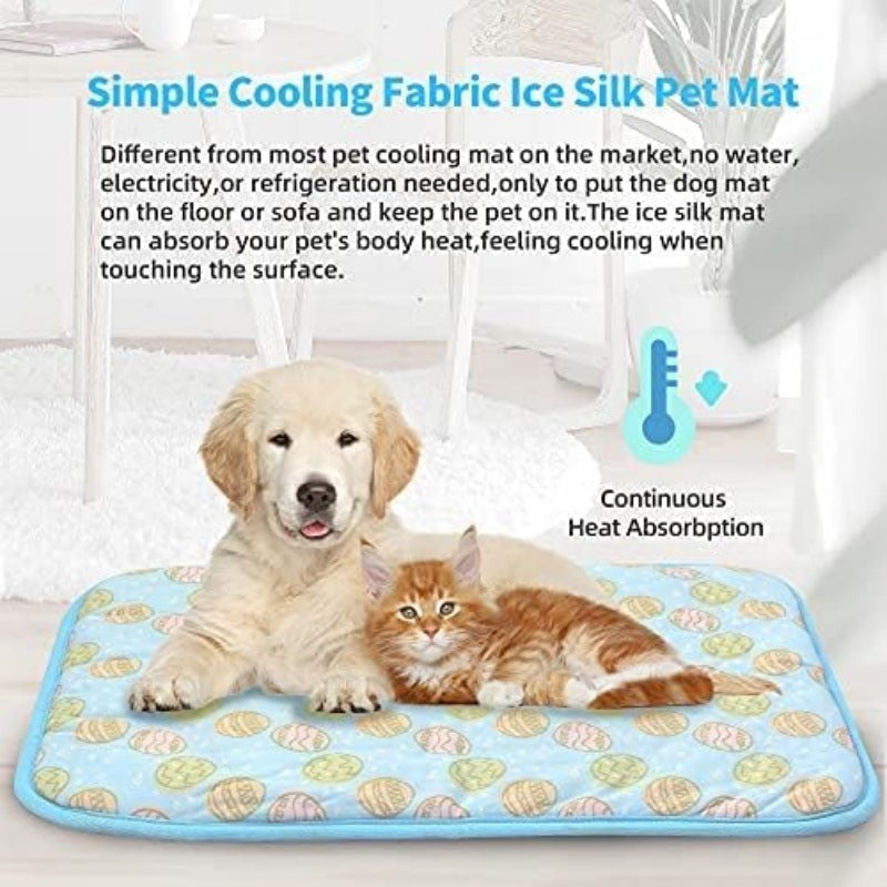 Unisex nan self-cooling pet cooling mat with pressure-activated gel core and non-slip bottom Kalsten