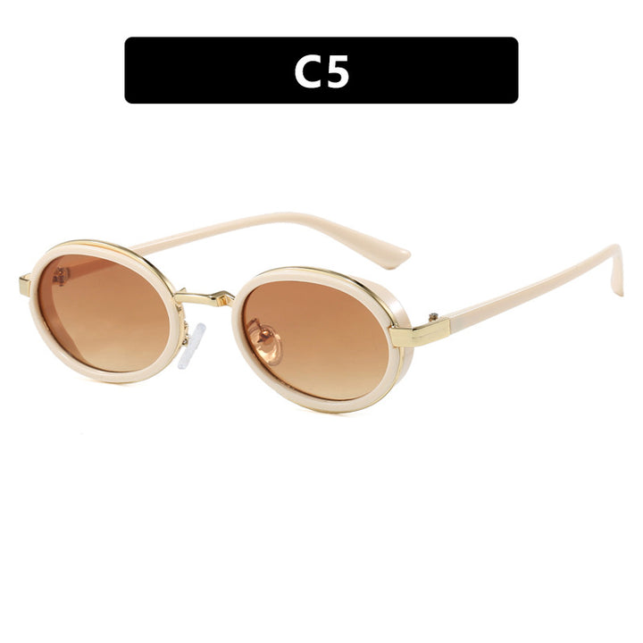 Women's round sunglasses with lightweight lenses and gold accents Kalsten