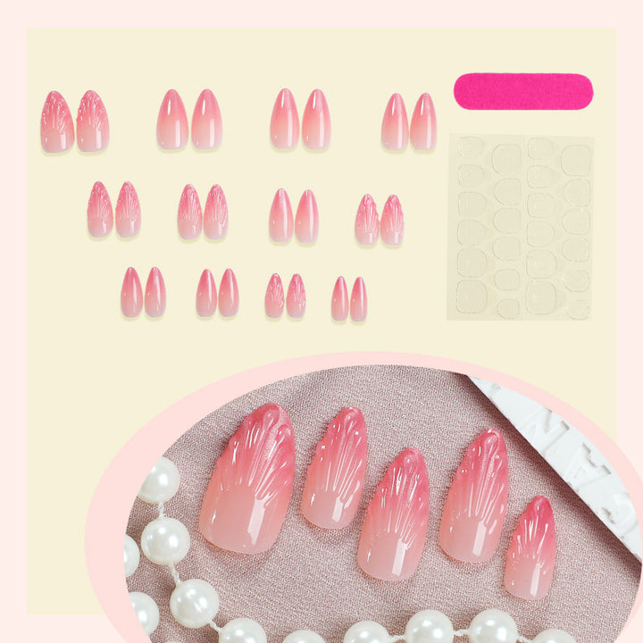 Elegant Press-On Nail Art Set with Textured Finish Kalsten