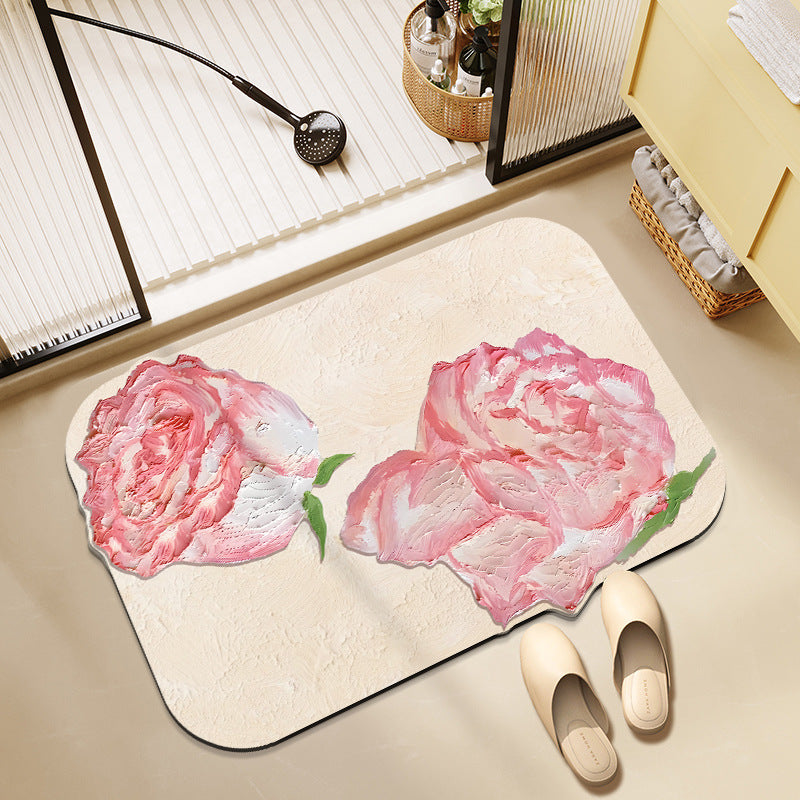 Floral-Themed Bath Mat