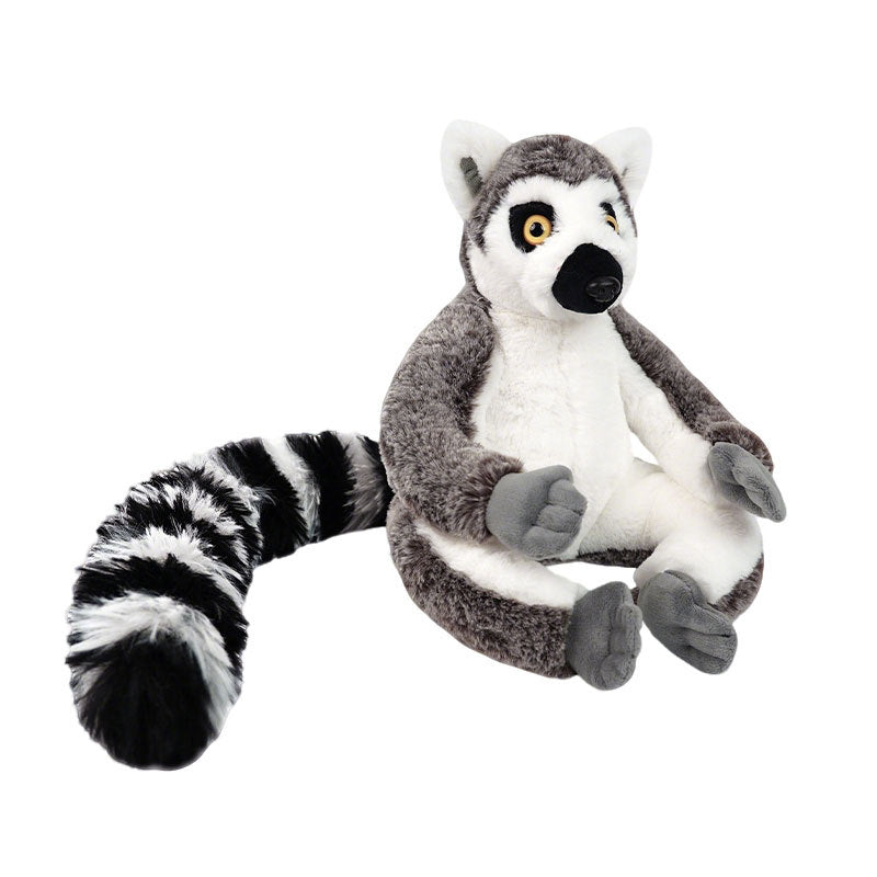 Realistic Ring-Tailed Lemur Plush Sitting Collectible with Extra-Long Striped Tail and Soft Faux-Fur Kalsten