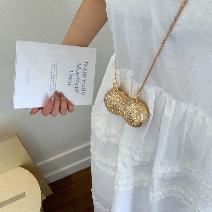 Glamorous Rhinestone Peanut-Shaped Crossbody Bag Kalsten