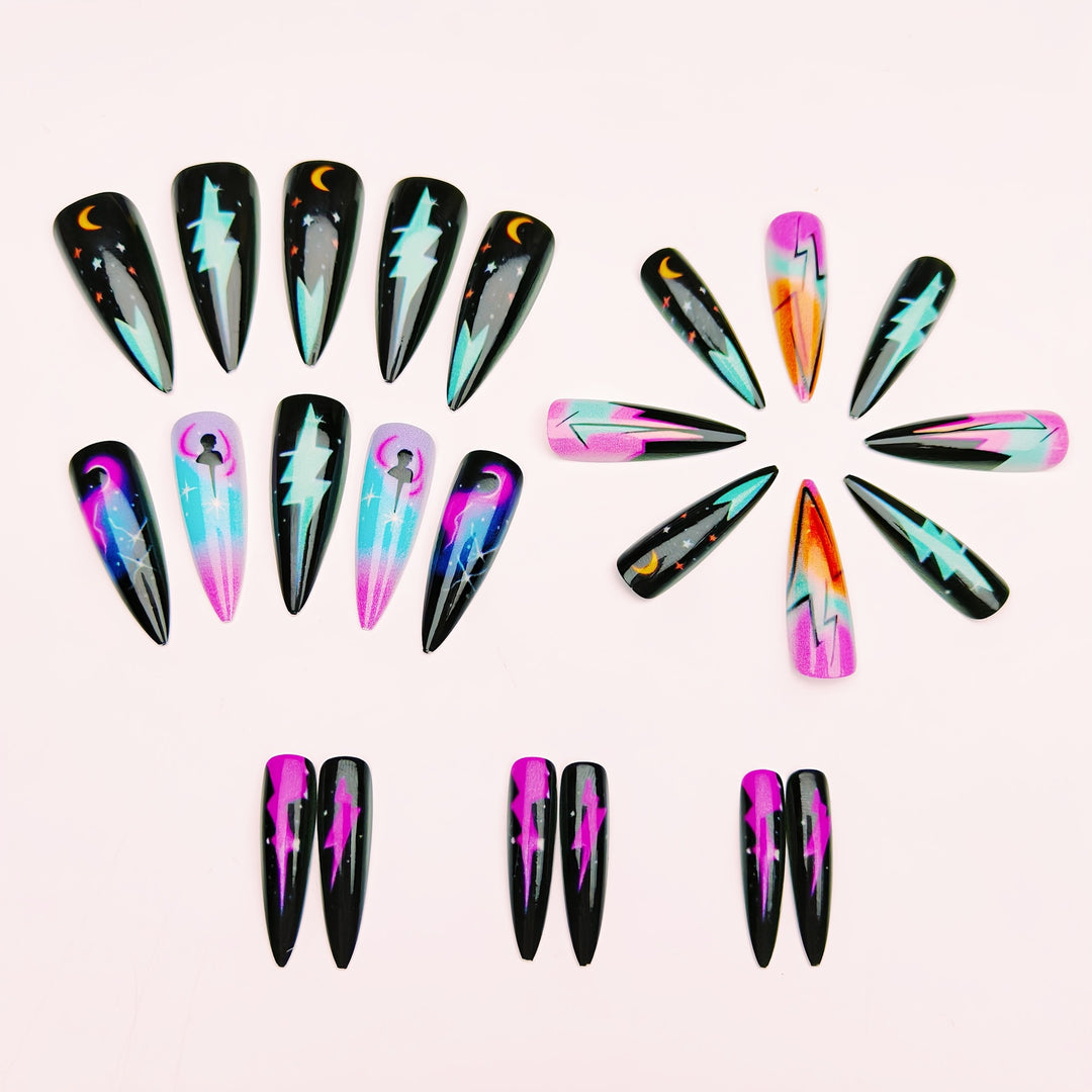 Cosmic Lightning Nail Art Kalsten