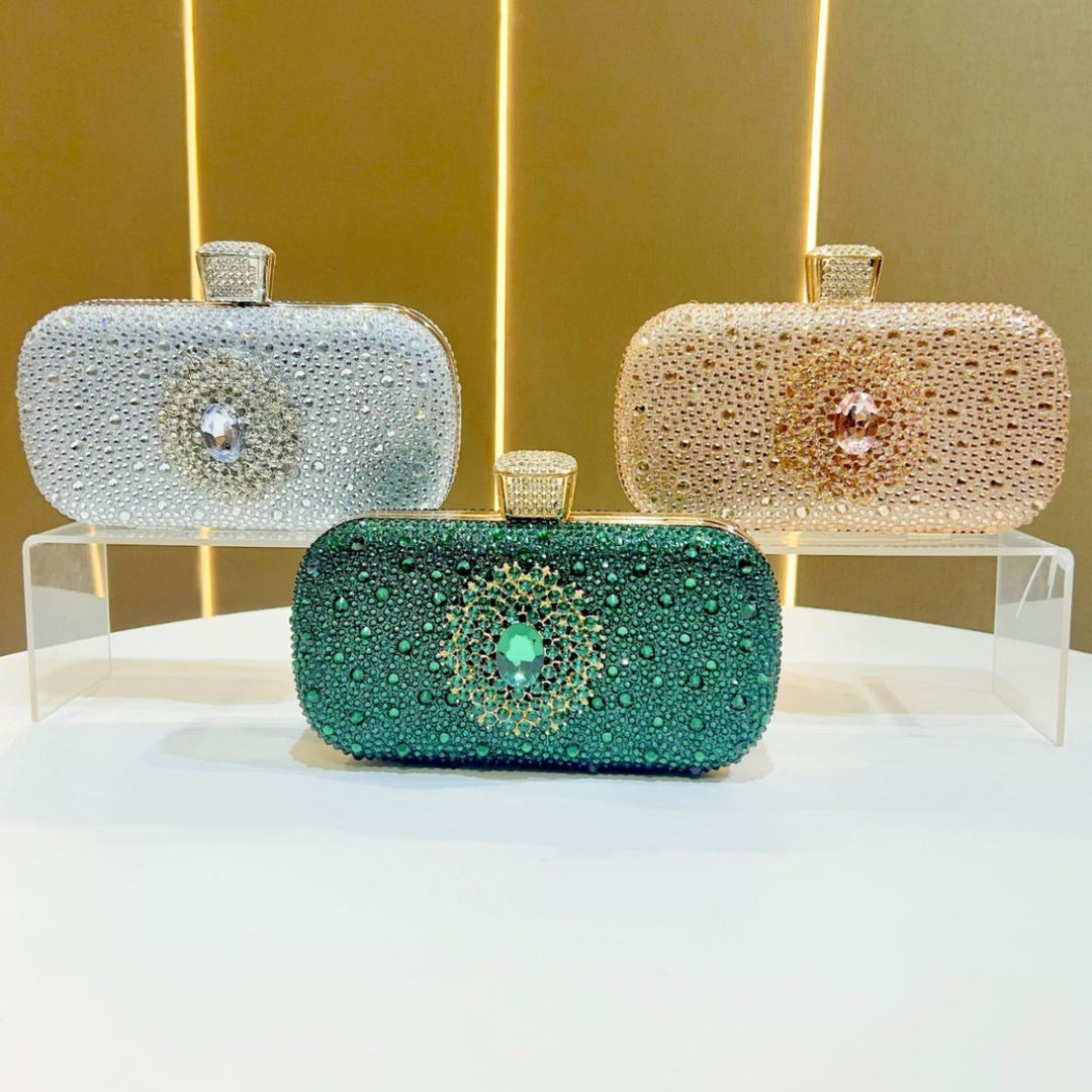 Decorative Gem-Studded Evening Clutch