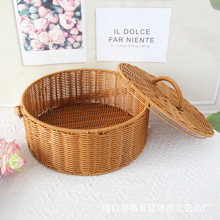 Round Handcrafted Wicker Storage Basket Kalsten