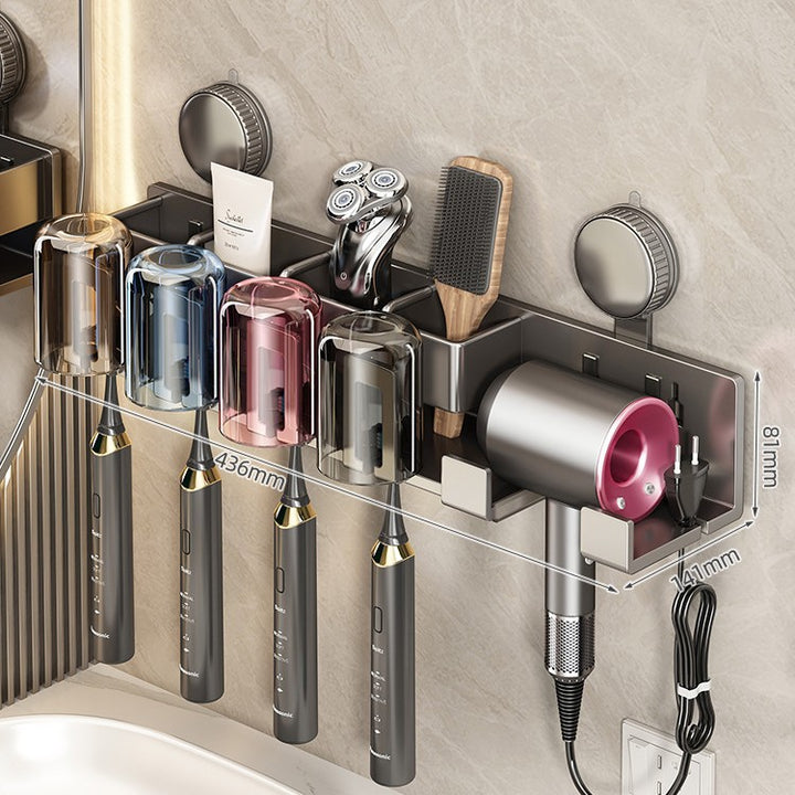 Wall-Mounted Hair Tool Organizer with Storage Compartment Kalsten