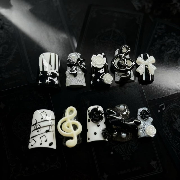 Musical-Themed Decorative Press-On Nail Art Set