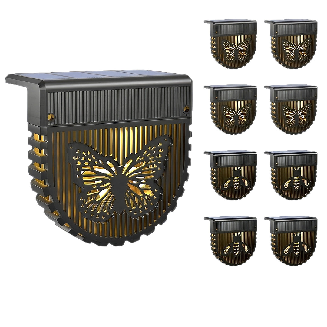 Decorative Solar Garden Wall Lanterns With Laser Cut Bee And Butterfly Motifs Kalsten