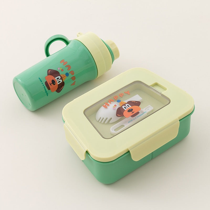 Fun-Themed Bento Lunch Box with Integrated Utensil Set