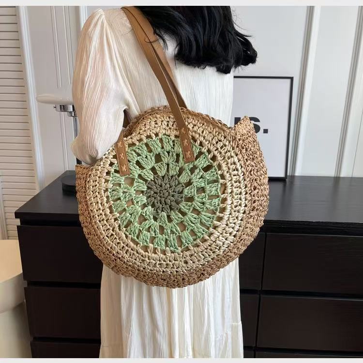 Handcrafted basket crossbody bag with decorative flower pattern Kalsten