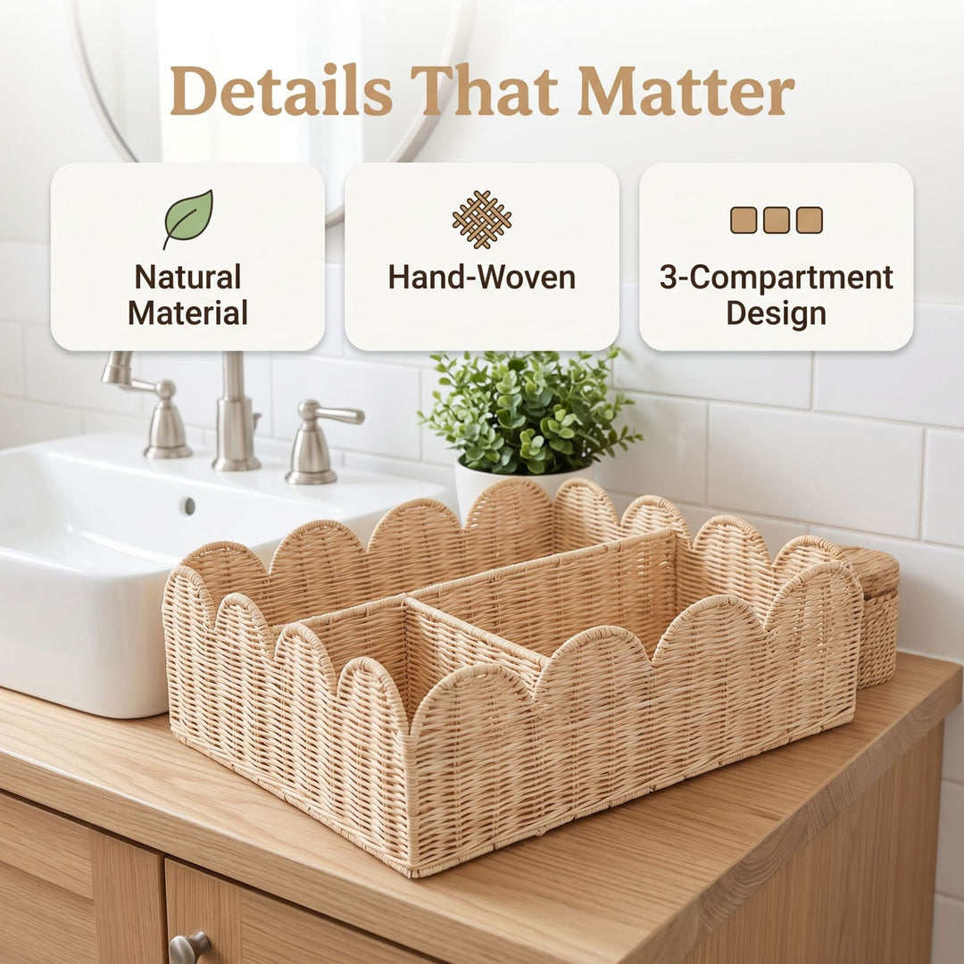 Stylish organizer basket with wavy edge Kalsten