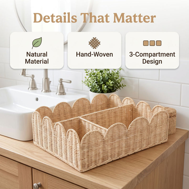 Stylish organizer basket with wavy edge Kalsten