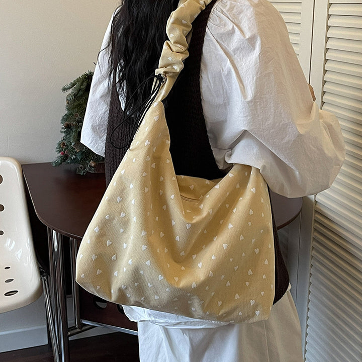 Heart Print Cozy Hobo Bag