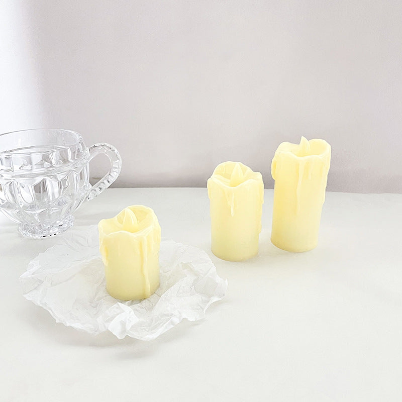 Battery-Operated Wax-Look Drip-Edge Flameless LED Pillar Candle Set