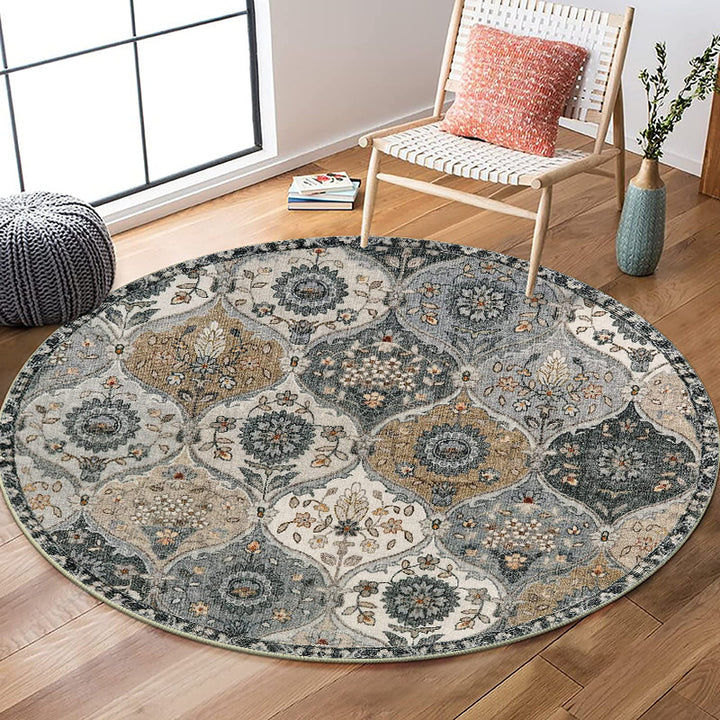 Vintage-Inspired Round Area Rug Kalsten 1791538299