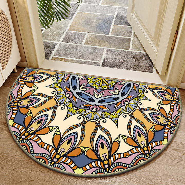 Elegant Round Floral Design Indoor Mat Kalsten