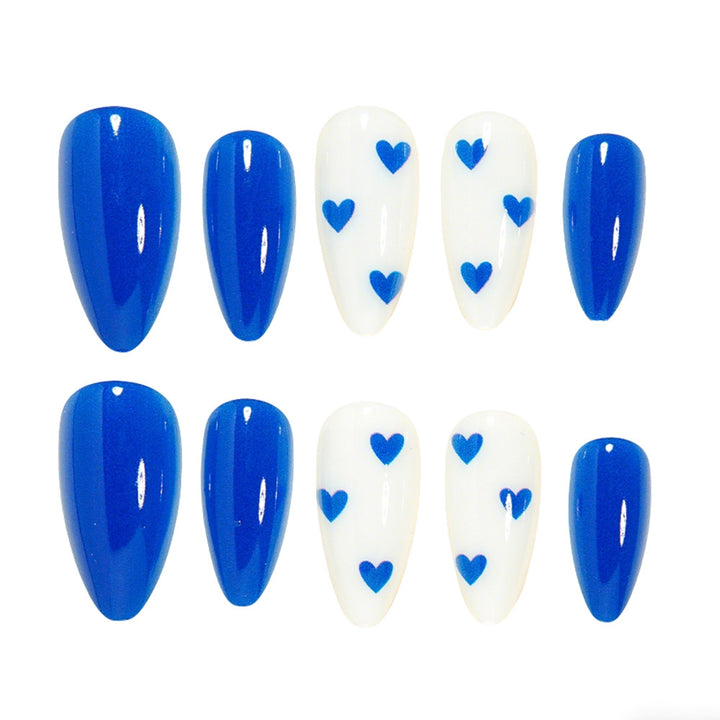 Stylish Long Stiletto Nail Art Tips with Heart Accents Kalsten