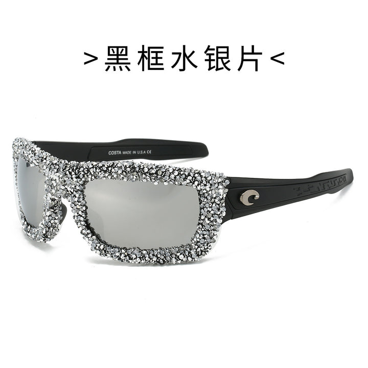 Women's sporty sunglasses with sparkling rhinestone frame Kalsten