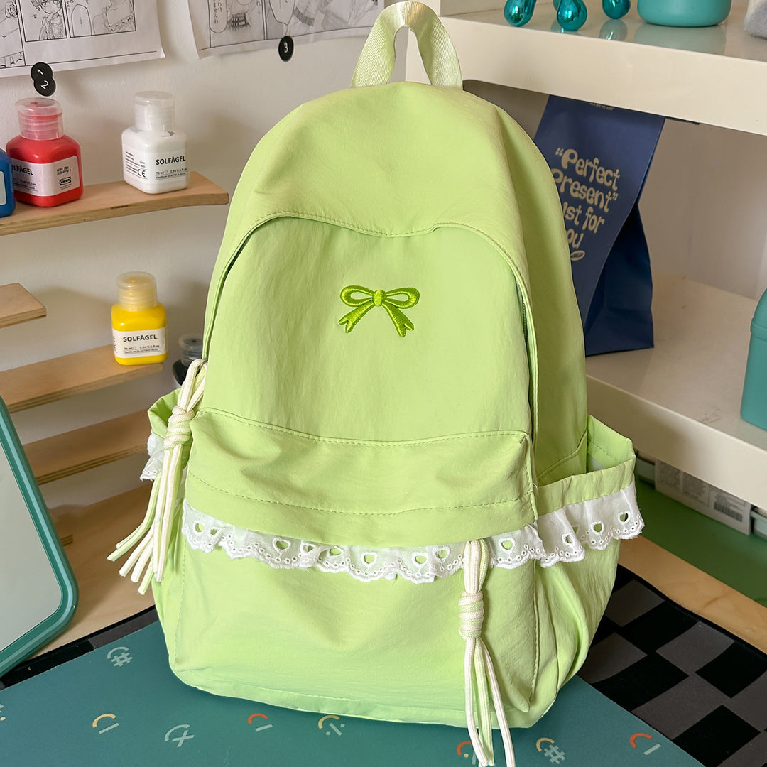 Stylish Embroidered Bow-Accent Backpack Kalsten