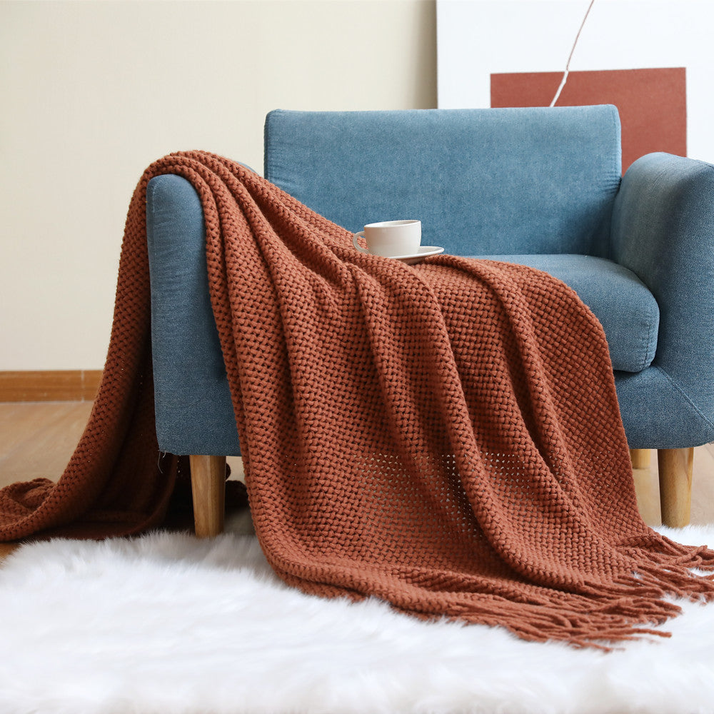 Cozy Waffle Knit Throw Blanket Kalsten