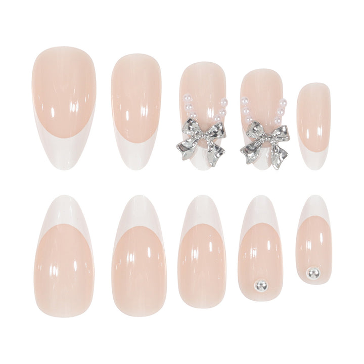 Decorative Stiletto Press-On Nail Set with Silver Accents Kalsten