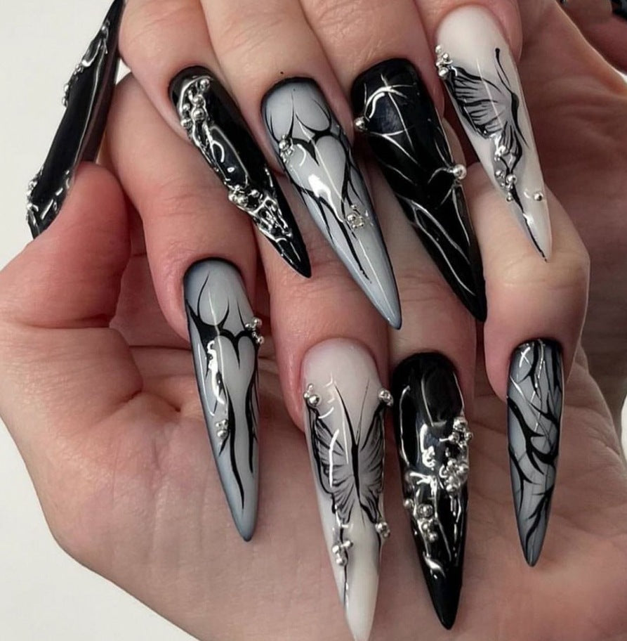 Decorative Long Stiletto Nail Enhancements Kalsten