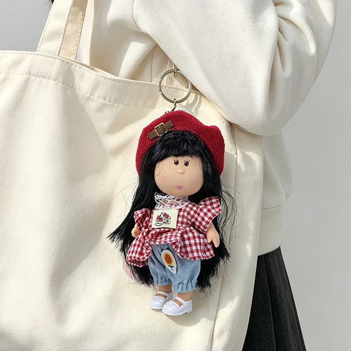Hooded Doll Bag Charm Keychain with Denim Outfit & Loop Strap Kalsten